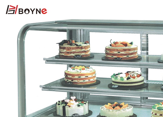 Bakery Shop 90 ° Glass Chiller Cake Showcase Air Cooling