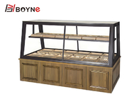 Two Side Opened Bakery Pastry Display Case Wooden Base Cabinet